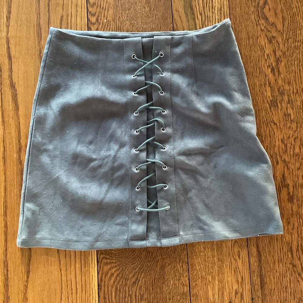 LF seek the label mini skirt grey faux suede